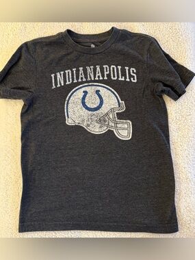 NFL Kids Charcoal Tee with White & Blue Indianapolis Helmet Graphic